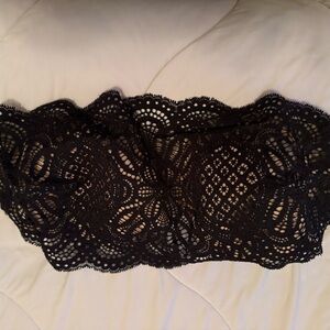 Victoria's Secret Black Lace Strapless Bandeau Bralette